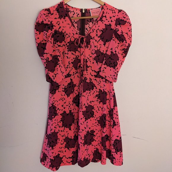 Kate Spade New York - Pink Floral Knee-Length A-Line Dress - Picture 1 of 8